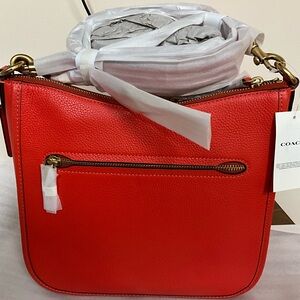 New Coach Red Shoulder Bag with Gold Hardware
